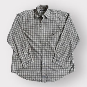 Nautica Button Shirt Long Sleeves Casual Tan Plaid Men Size Large